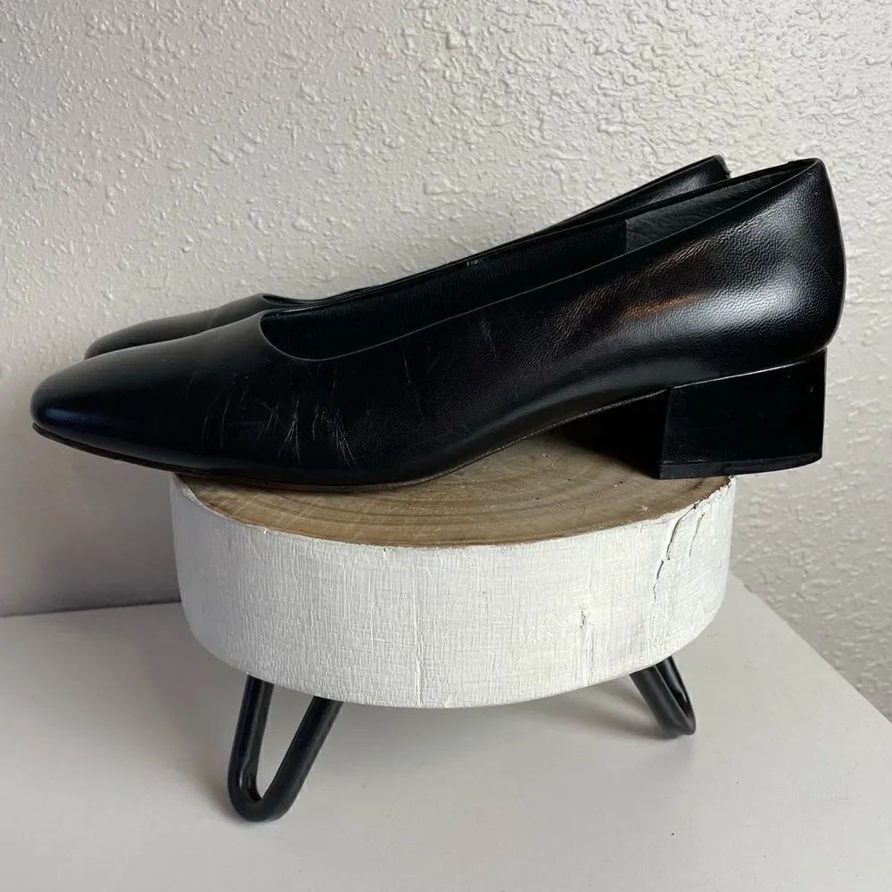 Nordstrom Comfort Construction Black Leather Pumps Size 10M EUC